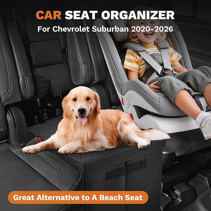 Shademax Car Seat Organizer for Chevy Suburban Tahoe 2021-2025 2026 Accessories Suburban Backseat Storage Box Car Console Organizer for Kids Toys, Baby Supplies, Dog Toys, Snack Travel Storage Box