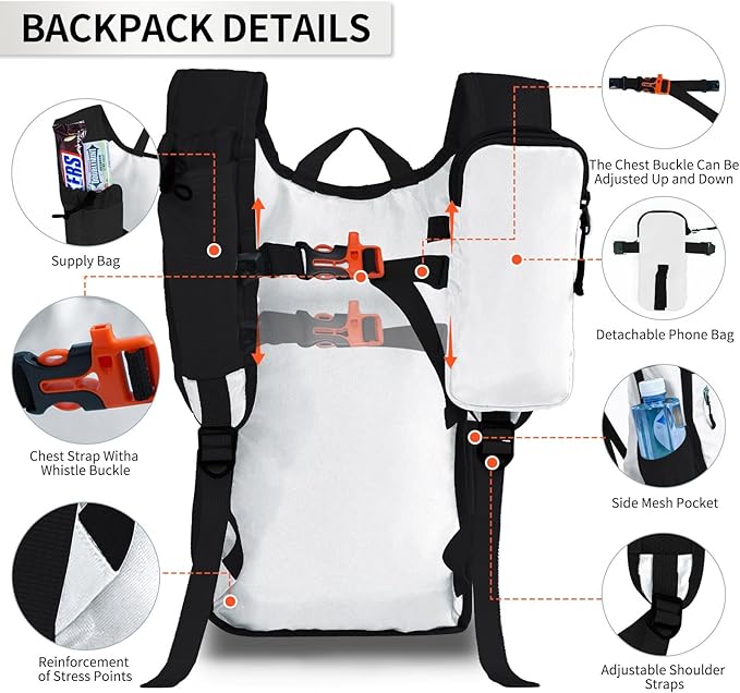 HIGH EXPERIENCE Hiking Backpack 10L/15L Small Daypack Lightweight Packable Travel Foldable Water Resistan for Women Men (White, 10L)