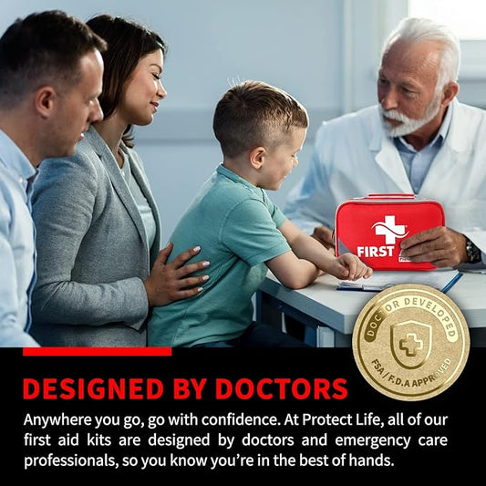 Protect Life First Aid Kit for Home & Business, 250 Pcs - Emergency Medical Kit for Camping & Hiking