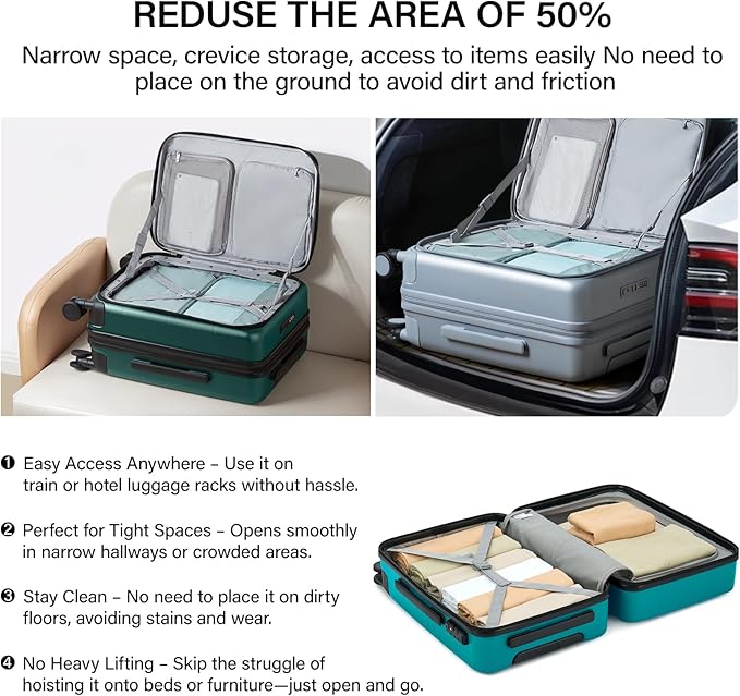 MILADA Expandable Checked Luggage 24 Inch Top Opening Travel Luggage Hard Shell Suitcases with Wheels TSA Approved Luggage Trunk Rolling Medium Checked Suitcase, White