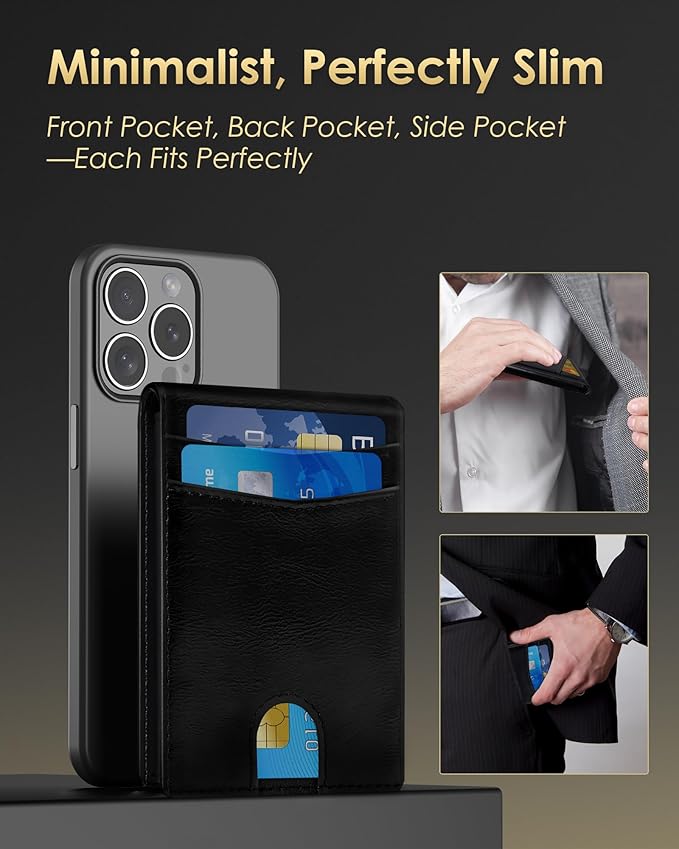 Wallet for Men - RFID Blocking [Functional & Practical] Bifold Slim Minimalist Credit Card Holder Pop Up Metal Case with Cash Slot, Front Pocket with ID Window, Gift Boxed (BLACK)