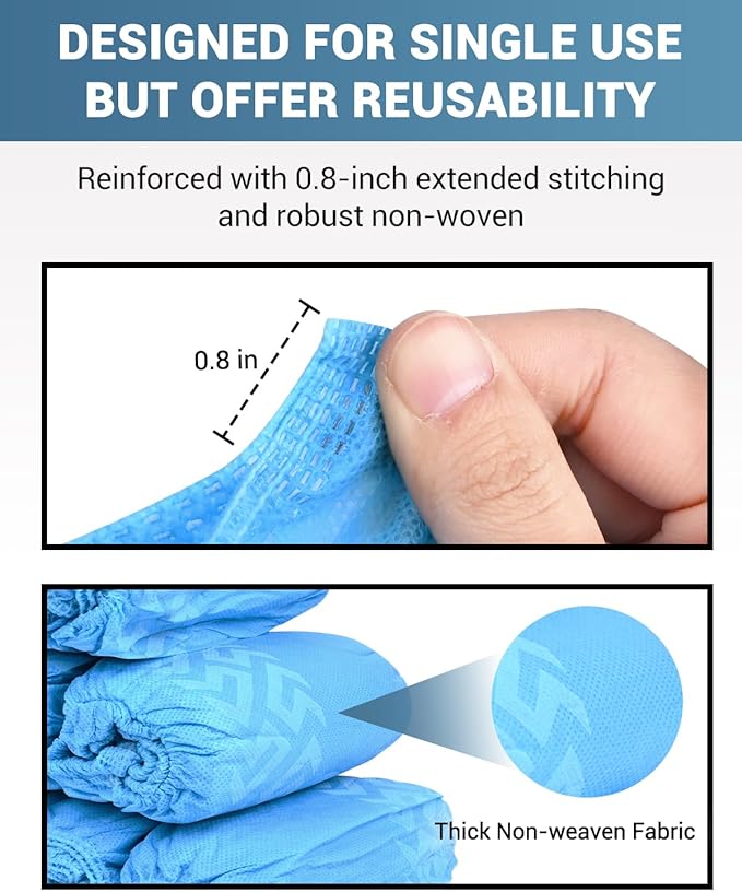 100 Count Shoe Covers Disposable Non-Slip, Premium Cloth Boot Covers, Slip-resistant, Durable, Breathable, Non-toxic, Recyclable