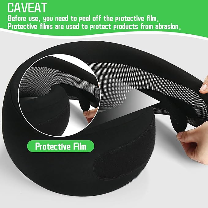 REDOFF®Travel Pillow for Neck Support, Memory Foam Neck Pillow for Airplane, Car, Office - Adjustable Strap with Magic Tape, Breathable & Portable with Storage Bag，It's Good to give Gifts.（Black）