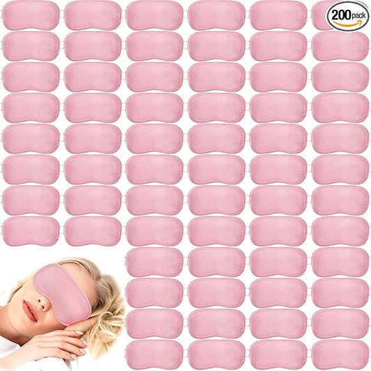 Tarpop 200 Pcs Eye Mask Sleeping Blindfold Eye Cover with Adjustable Strap for Games Party Team Building Travel Individually Wrapped Sleep Mask for Women Men(Pink)