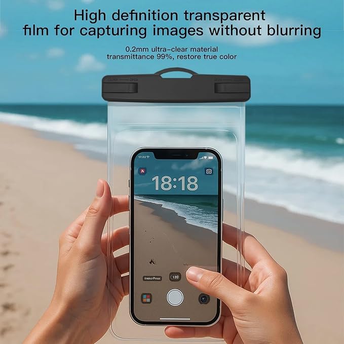 1/2 Pack Waterproof Phone Pouch Compatible with iPhone 17 16 15 Pro Max & Galaxy S24+/S23 7in Waterproof Phone Case,IPX8 Beach Travel Must Haves,Beach Essentials,Black and White,2 Pack