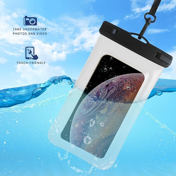 Floatable Soap Bubble Waterproof Phone Pouch/Case with Crossbody Lanyard for iPhone 17 16 Pro Max/15 Pro/14/13/12, IP68 Cellphone Dry Bag Beach Cruise Ship Essentials, 1 Pack-Sand Dollar-7″
