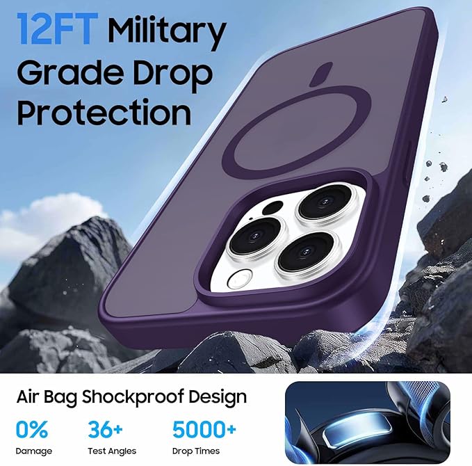 Ntwinro Magnetic for iPhone 15 Pro Case (Compatible with MagSafe) with Detachable Wallet & Card Holder for 3 Cards [RFID Blocking] Military Grade Protective Slim Phone Cover, Purple