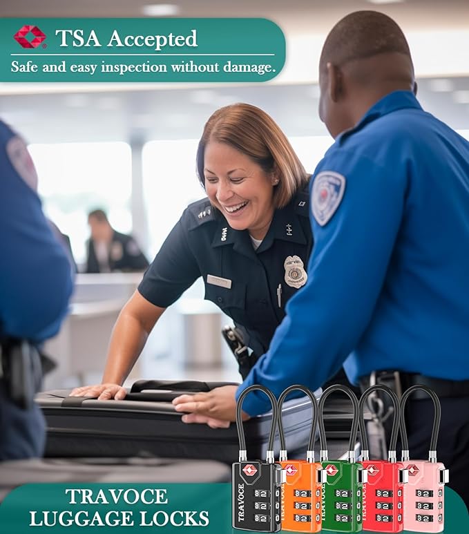 TSA Approved Luggage Locks, Travel Locks Which Also Work Great as Gym Locks, Toolbox Lock, Backpack and More, Black 6 Pack