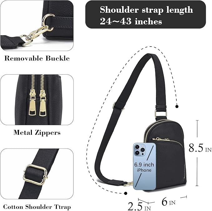 INICAT RFID Blocking Sling Bag Anti Theft Crossbody Bags Women Valentine's Day Gifts Travel Purses Vegan Leather