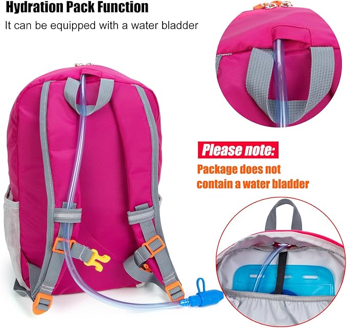 IVYGREEN Little Kids Hiking Backpack for Boys or Girls, Small Daypack for Camping or Travel (Rose, Small)