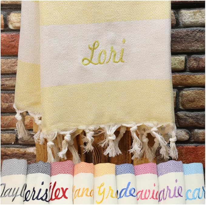 Personalized Beach Towel, Beach Bachelorette, Bridesmaid Gifts, Girls Trip, Wedding Gifts, Home Decor, Bridal Party, Beach Towel (Light Yellow)