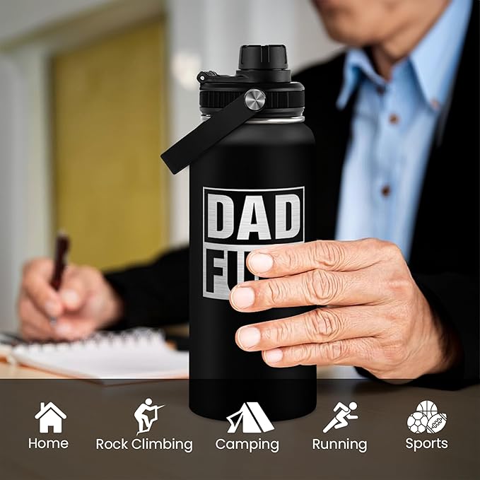 Dad Water Bottle 32oz Stainless Steel Insulated Sports Bottle with Lid, Gifts for Father from Daughter Son, Dad Gifts for Birthday Christmas Fathers Day