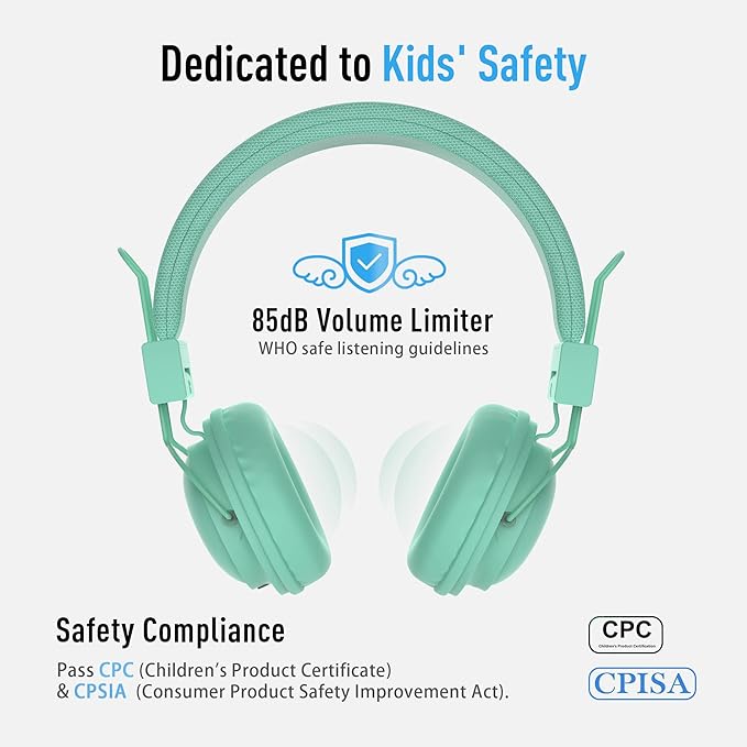 AILIHEN Kids Headphones Wired Bulk 5-Pack for K-12th Grade, School & Classroom, with Microphone, 85dB Volume Limit, Shareable, Foldable, 3.5mm Jack for Chromebook, Computer - Light Color