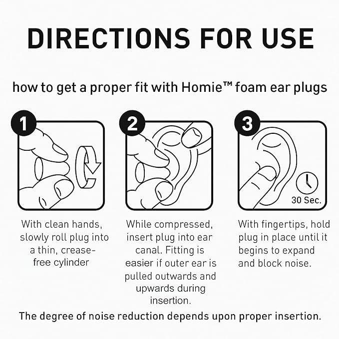 Homie Foam Earplugs for Sleeping, 60 Pair - 33dB Highest NRR, Comfortable Ear Plugs for Sleeping, Snoring, Travel, Concerts, Studying, Loud Noise, Work (Violet)