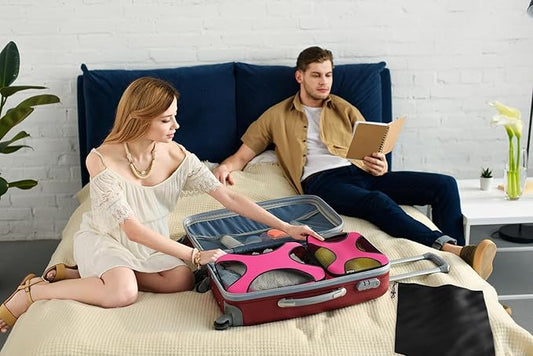 Shacke Premium 5 Packing Cubes Set - Lightweight Mesh Travel Luggage Organizers with Laundry Bag, 5-Piece Suitcase Storage System (Precious Pink)