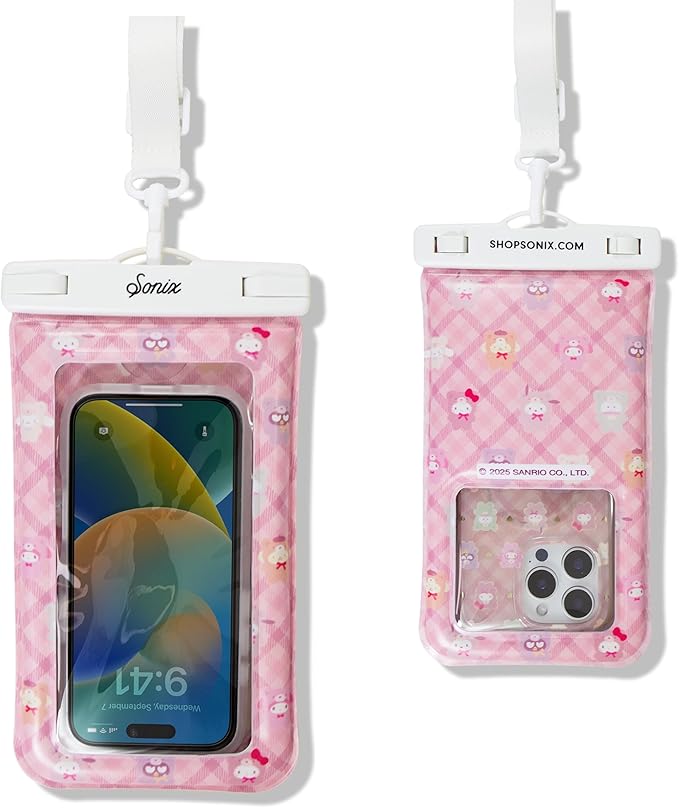 Sonix x Sanrio Waterproof Phone Pouch - Floating Phone Case Dry Bag w/Crossbody Lanyard - Beach Cruise Travel Essentials - Compatible w/All Devices, Touchscreen Friendly | Hello Kitty Latte Bears