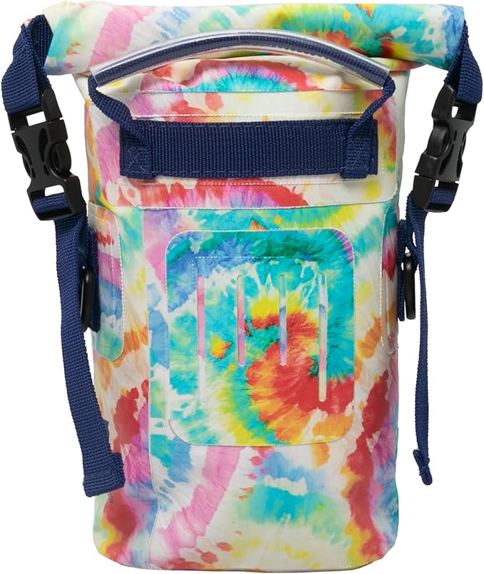 geckobrands Waterproof Phone Tote with 2L Dry Bag and Adjustable Strap – Protect Your Phone and Valuables While on The Go Tie Dye