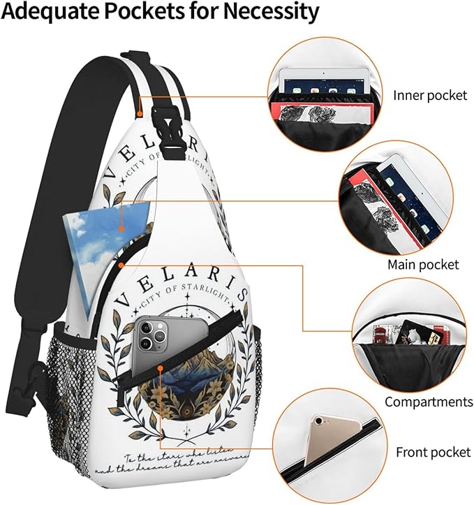 Velaris City Of Starlight Crossbody Bag Trendy Sling Bag Bakpack Casual Chest Bags Daypack For Hiking Walking Travel Running(3)