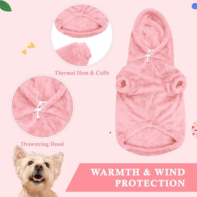 4XL Dog Sweaters for Large Dogs,Dog Hoodie,Warm Fuzzy Fleece Sweatshirt with Hood & Pocket,Leash Hole,Cozy Cold Weather Pet Clothes Sweater Hoodie for Large Dogs(Pink,4XL)