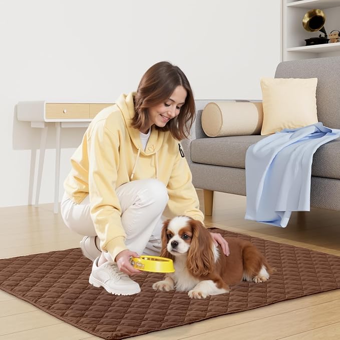 Smiry Waterproof Dog Bed Cover Blanket, Soft Reversible Pet Blanket, Washable Leakproof Cats Dogs Couch Cover for Sofa, Couch, Furniture, Plaid (82x102 Inch, Brown/Chocolate)