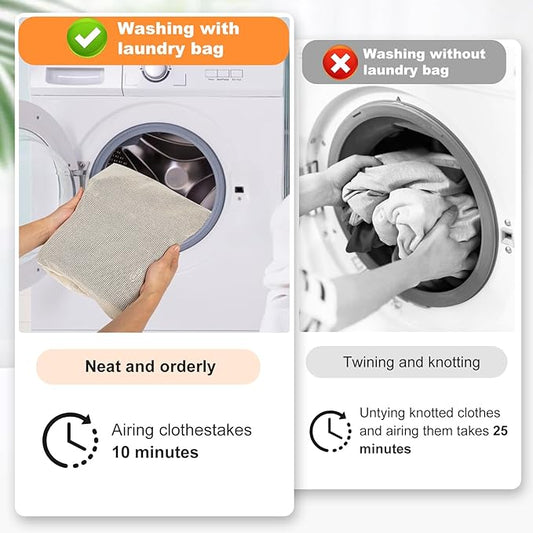 6-Piece Bag, Durable Cotton Mesh Laundry Bag, Sturdy Zipper, Breathable Mesh, Exquisite Laundry Bag for Underwear, Clothes, Pants, Shoes and Socks