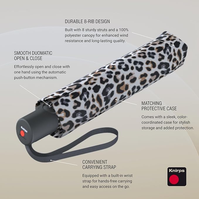 Knirps A.200 Medium Duomatic Windproof Umbrella for Adults – Automatic Open Close 38.5" Canopy, Travel Case Included