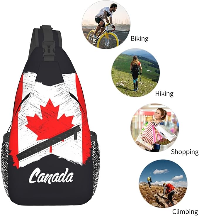GJXFLSY Canada Flag Sling Backpack Crossbody Bag Casual Chest Bags Travel Hiking Daypack Shoulder Bag for Women Men