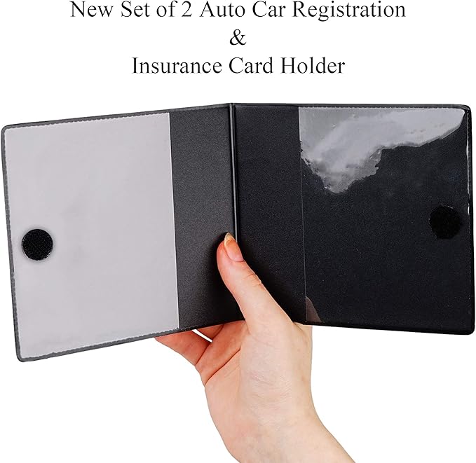 CANOPUS Registration and Insurance Card Holder, Car Document Holder, Wallet for Auto, Trailer, Truck - 2 Pack with EZ Pass Mounting Kit, Ez Pass Strips