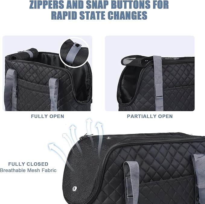 Dog Purse Carrier for Small Dogs, Soft Sided Pet Carrier with Pockets, Foldable Dog Carrier Purse for Puppy, Rabbit, Cat, Washable Breathable Pet Carrier, Dog Carrier Bag for Outdoor Shopping Travel