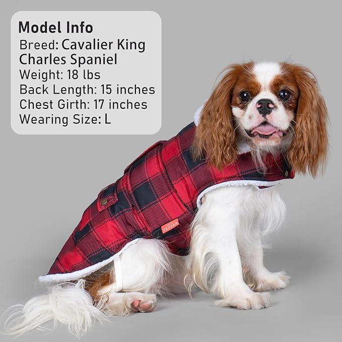 KYEESE Dog Coat Thick Pets Clothes with Pocket Windproof Dog Coats for Small Dogs Waterproof Dogs Jacket with Fleece Lined Warm Pet Winter Puffer Coat with Leash Hole Soft Pet Sweater for Cold Weather