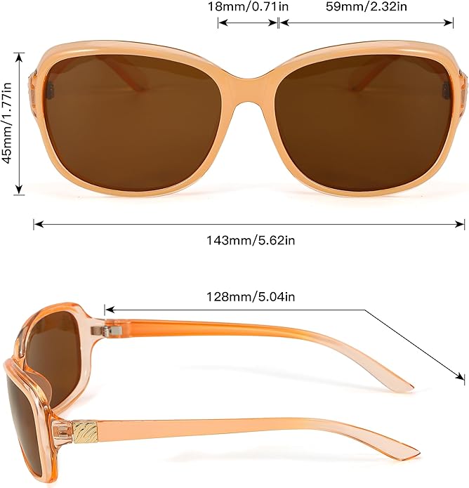 SIPHEW Polarized Sunglasses for Women | Vintage Square Sunglasses w UV400 Protection | Womens Wraparound Shade