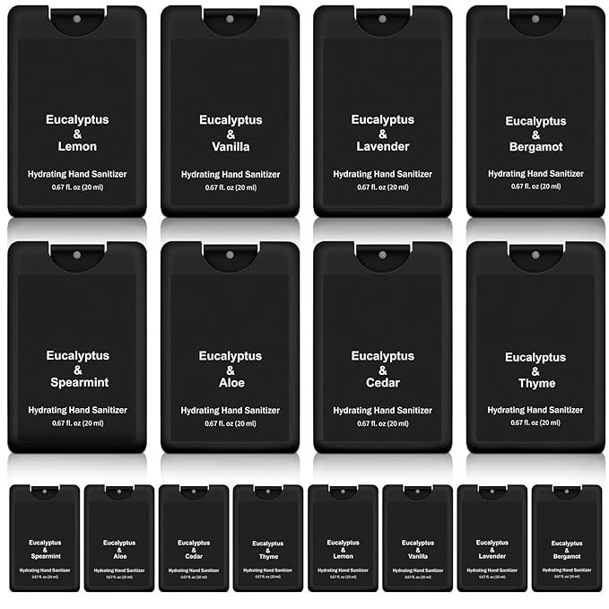 24 Pcs Hand Sanitizer Spray Bulk Eucalyptus Travel Size Hand Sanitizer Spray Mini Hydrating for Cleans Hands Coworker Staff Teacher Pocket Gifts