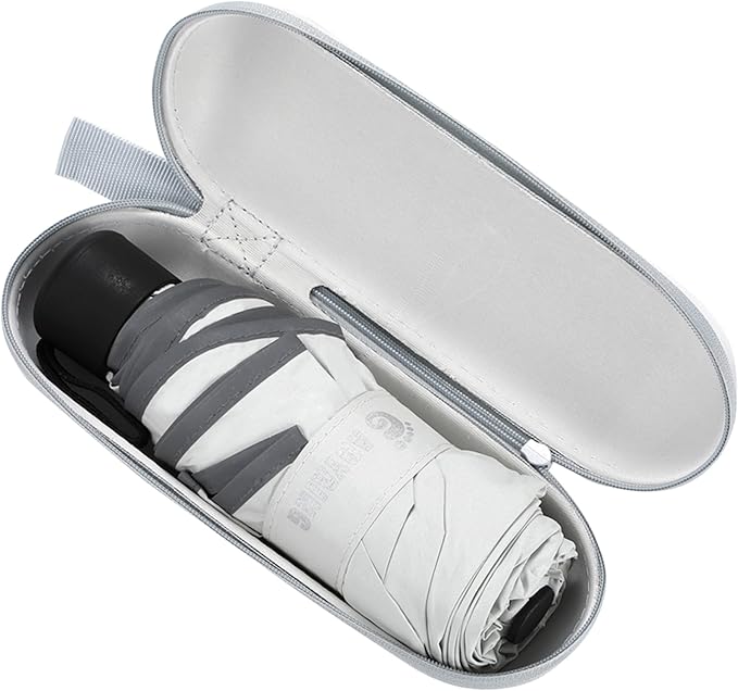 GAOYAING Mini Compact Travel Umbrella with Reflective Safety Stripes, Portable Folding Design with Case