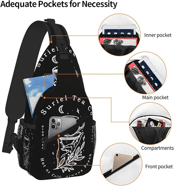 Velaris The City Of Starlight - The Night Court Fantasy Aesthetic Crossbody Bag Trendy Sling Bag Bakpack Casual Chest Bags Daypack For Hiking Walking Travel Running(2)