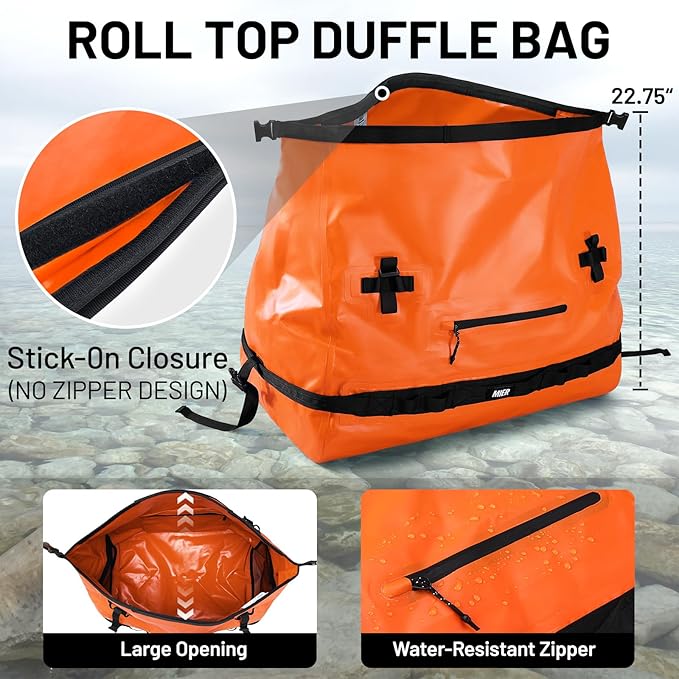 MIER Large Waterproof Duffel Bag Rolltop Dry Backpack Duffle Bags for Kayaking, Rafting, Boating, Swimming, Camping, Travel, Gym, Beach, 60L/80L