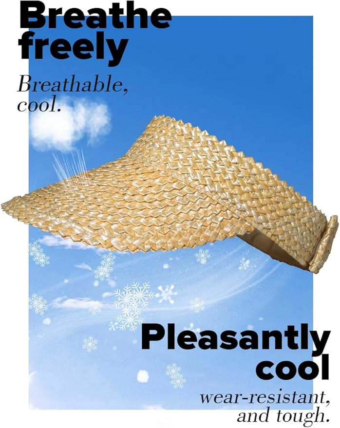 Straw Sun Visors & Hats for Women - Packable Beach Hats, Handmade, Sun Protection
