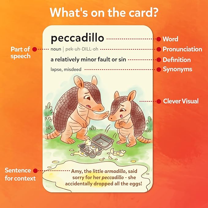 Skillmatics Vocabulary Flash Cards for SAT Prep – Learn 100 Words with Wordplay, Visuals & Soundplay, Study Aid & Educational Gift for Ages 12, 13, 14 & Up, Screen-Free Language Game