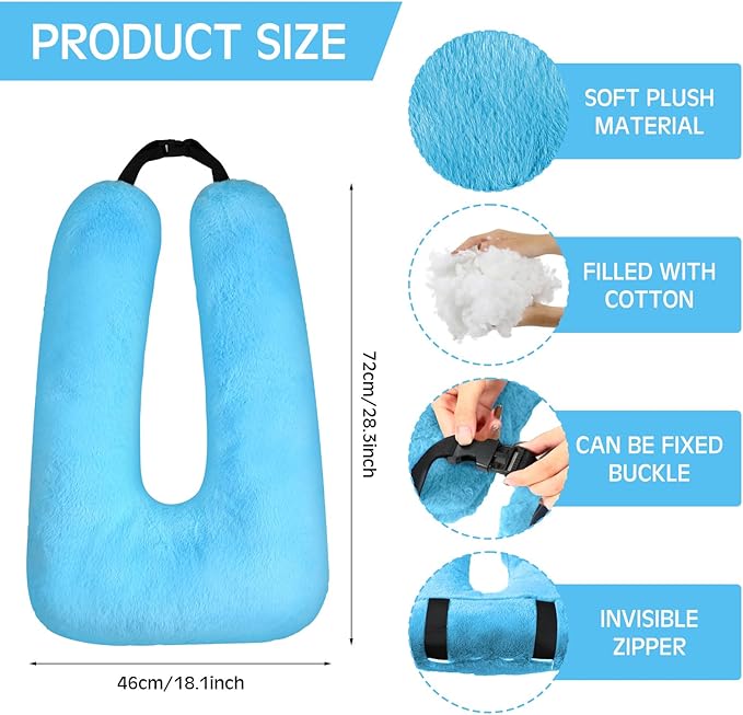 Barydat 2 Pcs Car Travel Pillow for The Back Seat 28 x 18 in Sleeping Reading Pillows for Distance Travel Car Cushion for Kids Adults Head and Body Support U Shaped Pad(Pink, Blue)