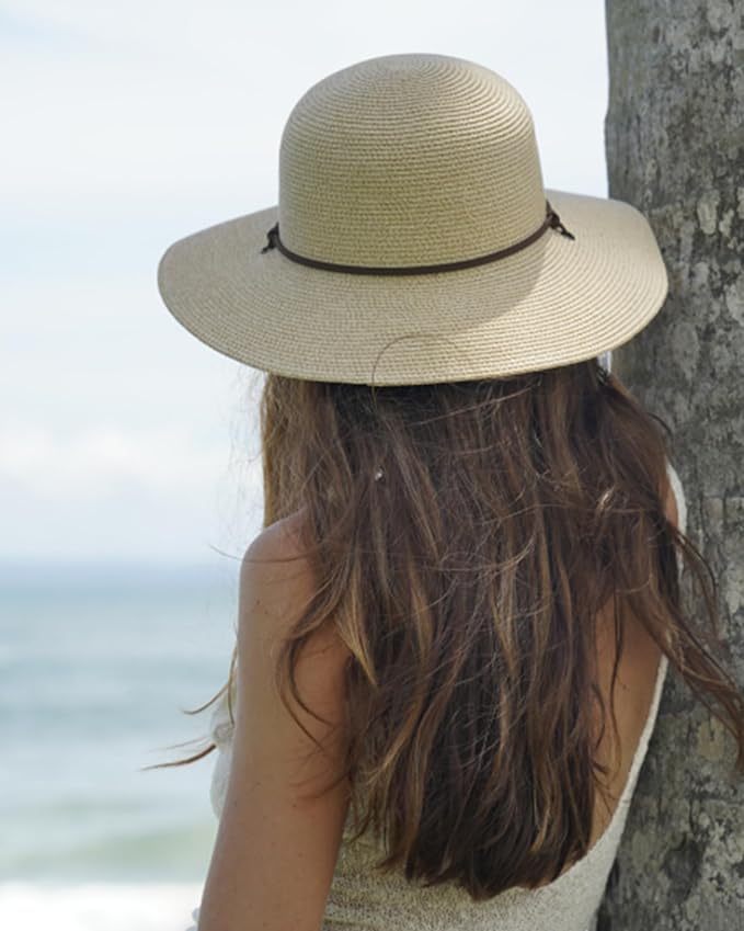 FURTALK Womens Wide Brim Sun Hat with Wind Lanyard UPF Summer Straw Sun Hats for Women