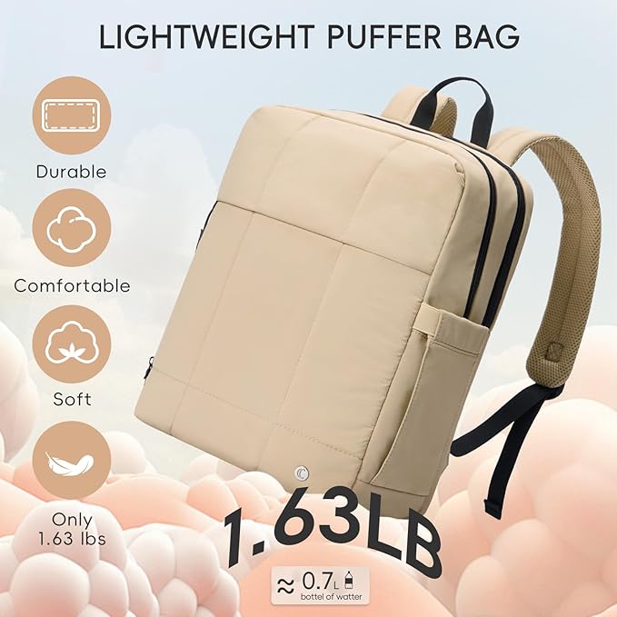 CLUCI Lightweight Travel Backpack Carry on Flight Approved, Puffy Gym Backpack with Shoe Compartment, Personal Item Travel Bag, 15.6 inch Laptop Backpack for Weekender Business