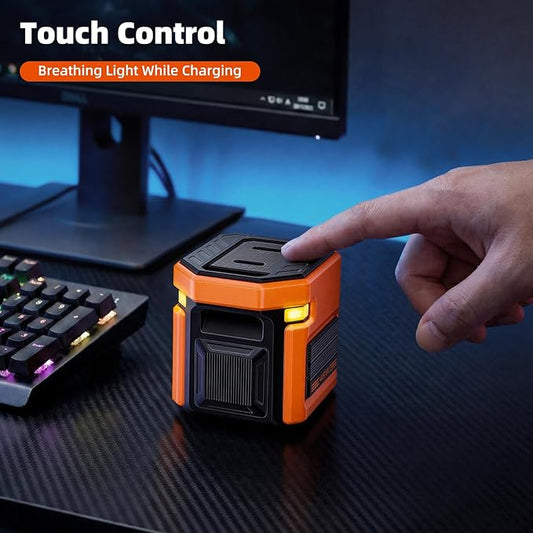 45W GaN Dual-Port Fast Charger - Mecha Style with Touch-Activated Eyes Breathing Light, Foldable Plug for iPhone 17/16, iPad, Galaxy S24, Pixel, Ultra Compact Travel Charger Gift