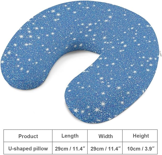 Premium Memory Foam Travel Pillow, Diamond Style Sliver Pattern U-Shaped, Head Support U-Shape for Bus Airplane Restful Sleep, Washable Breathable Cover