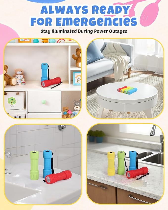 EverBrite 16-Pack Mini LED Flashlight Set - Assorted 4 Colors, 48 AAA Batteries Included, for Hurricane Supplies Party Favors, Kids Gift, Camping, Hiking etc