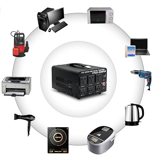 Yinleader 5000W Voltage Converter Transformer Step Up 110V-120V to220V-240V or Step Down 220V to 110V AC Power Converter w/US Standard Power Cord,Circuit Breaker Protection