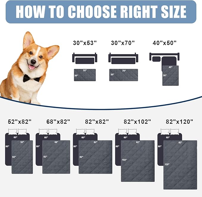 Smiry Waterproof Dog Bed Cover Pet Blanket, Soft Washable Dog Blanket for Furniture Bed Couch Sofa Reversible, Checkered (30"x53", Dark Grey/Black)