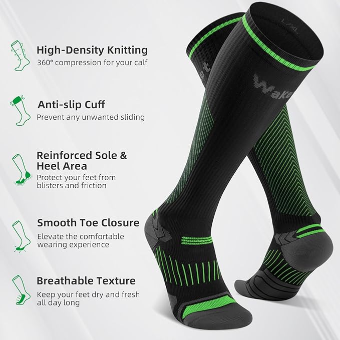Wakefeet Compression Socks for Women Men 3 Pairs, Compression Stockings, Fragrance Flight Socks for Travelling Sitting