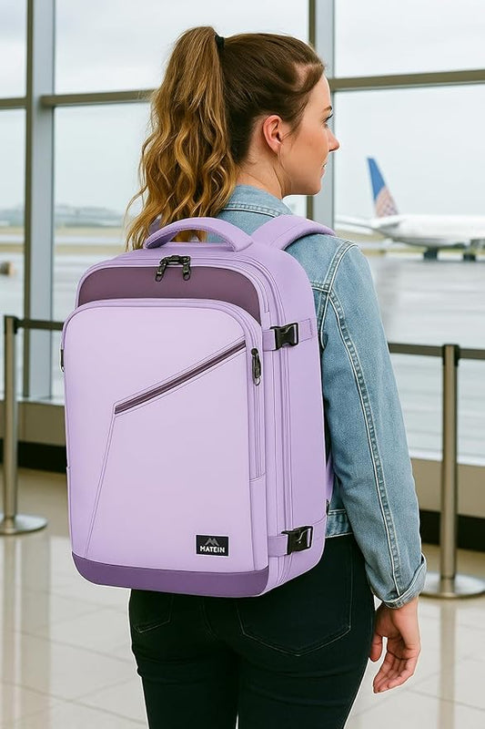 MATEIN Purple Travel Backpack, Large Capacity Carry on Backpack with Detachable Shoulder Straps, Water Resistant Personal Item Bag for Traveler, Traveling Essential for Women