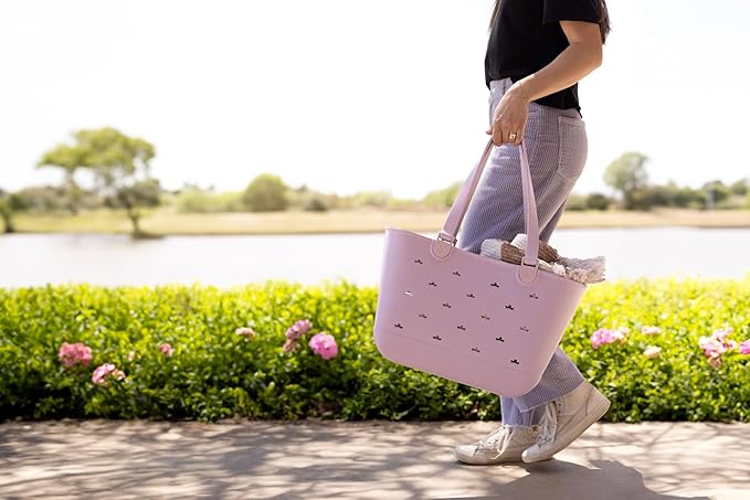 Simple Modern Disney Large Beach Bag | Waterproof Getaway Rubber Tote with Zipper Pocket for Travel, Pool, Boat, Groceries, Sports | Lavender Princess