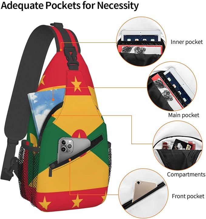 Grenada Flag Sling Bag Multipurpose Crossbody Sling Backpack Travel Cycling Hiking Shoulder Bag For Women Men