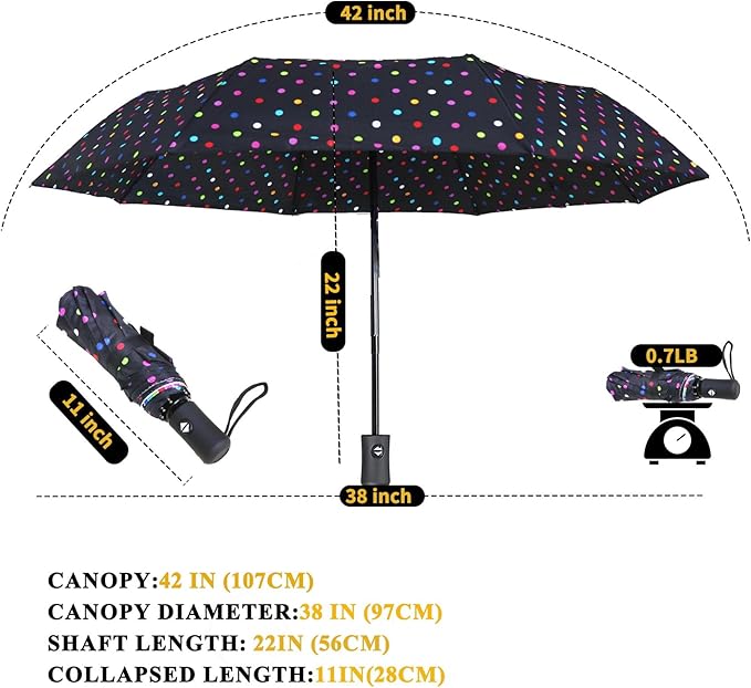 MRTLLOA 42/49 Inch Compact Windproof Travel Umbrella for Rain, Lightweight, Portable, Automatic, Strong, Waterproof Folding Umbrellas for Women, Men and Teenagers
